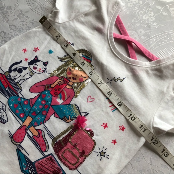 Cynthia Rowley Girls Size S(5-6) White Blouse Back To School Graphics sequenced - Picture 4 of 12